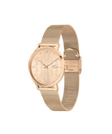 Lacoste Reloj Analógico de Cuarzo para Mujer Colección CROCORIGIN con Correa de Malla de Acero Inoxidable de Oro Rosa - 2001287