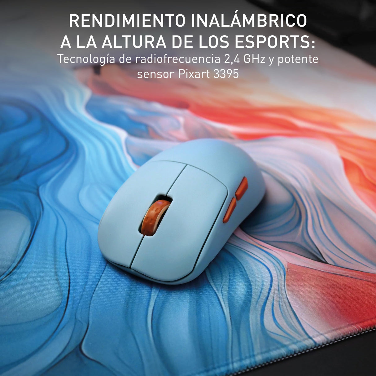 CHERRY XTRFY M68 Wireless, Ratón Inalámbrico de Gaming Ultra Rápido, 2.4 GHz RF, Optimizado para esports, 8K, Forma Simétrica con Parte Frontal Baja, Azul