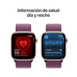 Apple Watch Series 10 GPS + Cellular Smartwatch con Caja de Aluminio Oro Rosa de 42 mm y Correa Loop Deportiva Ciruela - Talla única. Monitor de entreno, App ECG y Neutro en Carbono