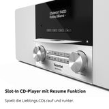 TechniSat DIGITRADIO 3 - Sistema Compacto de Radio Estéreo Dab (Dab+, FM, Reproductor de CD, Bluetooth, USB, Conexión para Auriculares, Entrada AUX, Radio Reloj Despertador, Pantalla OLED) Blanco
