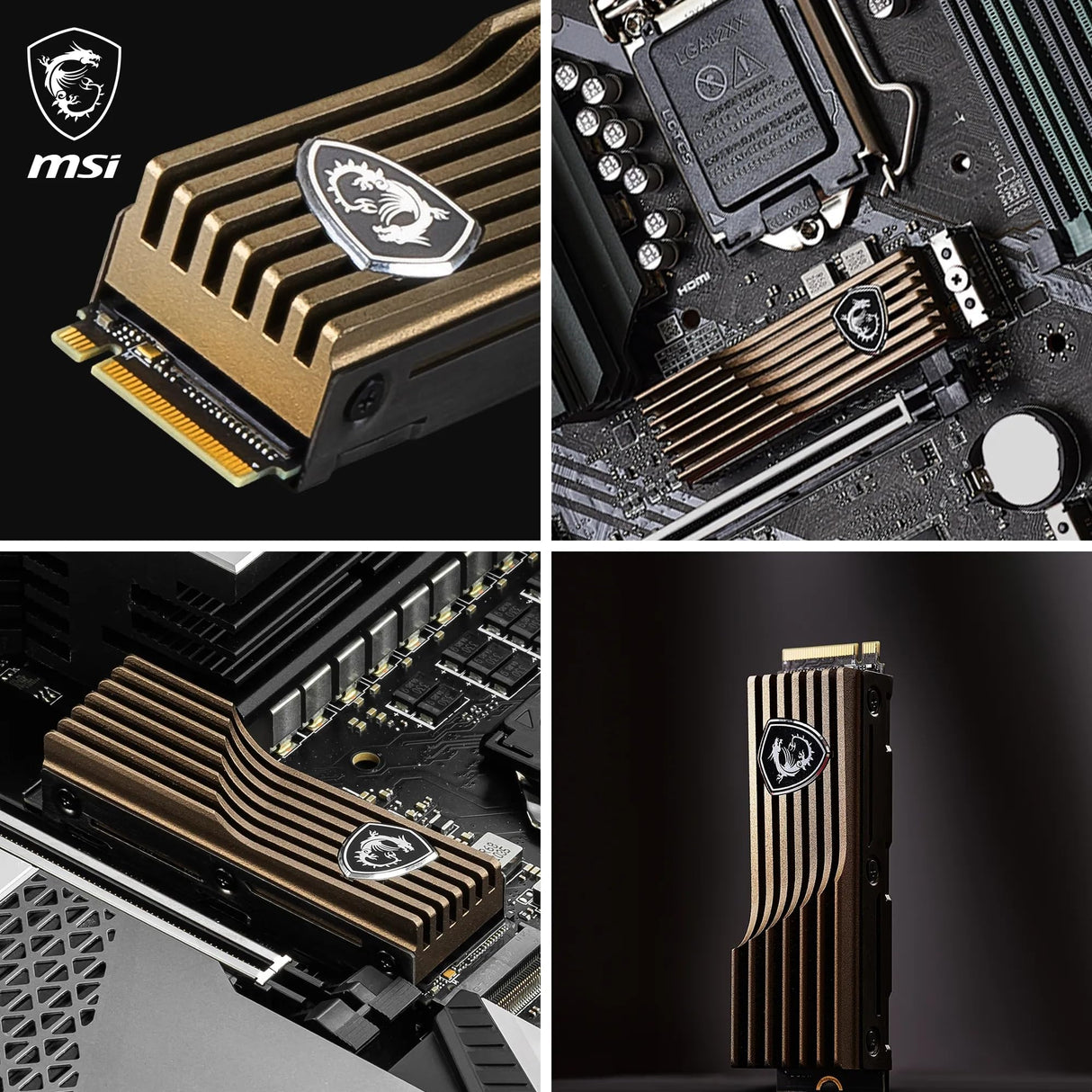 MSI SPATIUM M570 SSD 1TO con Heatsink - Unidad SSD Interna PCIe 5.0 NVMe M.2, Lectura 9500 MB/s, Escritura 8500 MB/s, 3D NAND, Seguridad de Datos integrada, Center - Garantía de 5 años (700 TBW)