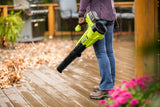 RYOBI - Soplador Eléctrico Inalámbrico Turbo Jet 18V One+ - Limpieza de Pasillos Exteriores, Terrazas, Jardines Pequeños y Medianos - 1 Batería de Litio 4Ah y 1 Cargador Rápido 1,5 A - RY18BLA-140