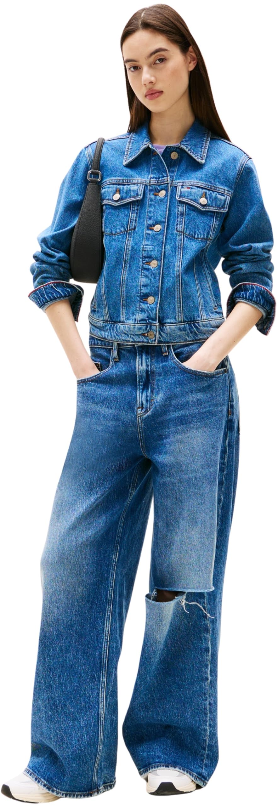 Tommy Jeans Cazadora vaquera Mujer Classic Trucker con bolsillos en el pecho, Azul (Denim Medium), S