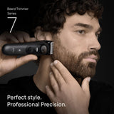Braun Recortadora De Barba Series 7 BT7525, +7 Accesorios Para Barba, 40 Longitudes, Lámina ProBlade, Gris