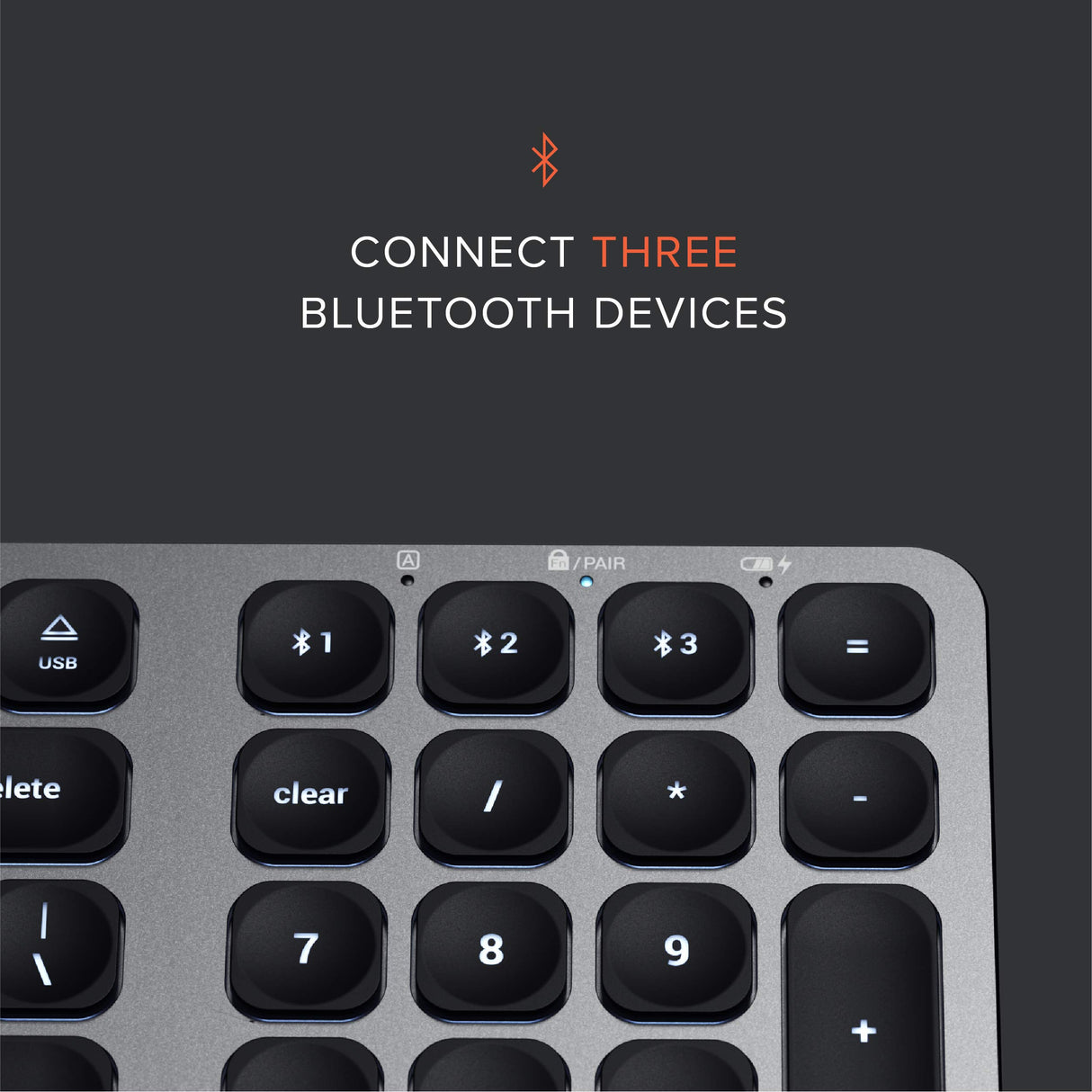 SATECHI Teclado Inalámbrico Slim, Distribución QWERTY US Americano, Teclado Bluetooth con Batería Recargable, para MacBook Pro/Air, iPad Pro/Air, Mac Mini, iMac y Más - Gris Espacial