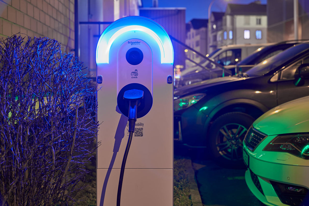 Schneider Electric - Wallbox EVB3S22NC0M - Columna de Carga para Coche eléctrico (22 kW, Cable T2 de 5 m)