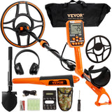 VEVOR Detector de Metales Profesional Mango de 99-127 cm Detector Recargable Bobina de Búsqueda 30 cm Pantalla LCD IP68 Impermeable 7 Modos DSP Chip Auriculares Bluetooth para Búsqueda de Monedas Oro
