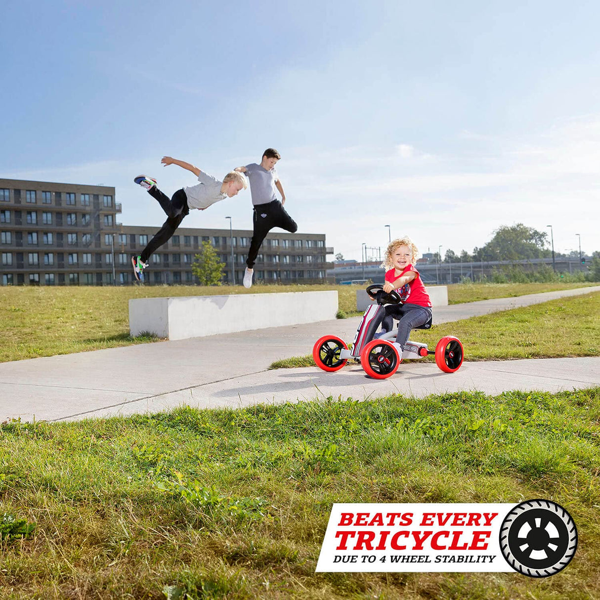 Beg Gokart Buzzy Red Vehículo Infantil, Coche a Pedales, Seguro y Estable, Juguete para niños Adecuado para niños de 2 a 5 años