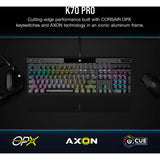 Corsair K70 Pro RGB Teclado óptico mecánico con Cable - Interruptor Lineal OPX - Teclas PBT de Doble Disparo - Compatible con iCUE - QWERTZ DE - PC, Xbox - Negro