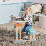 Smoby- Pupitre de Madera 2-en1, Escritorio o Pizarra Infantil, Fácil Plegado sin Herramientas, Estructura Sólida, 80 Accesorios, Niños Niñas A Partir de 3 Años (7600420304)