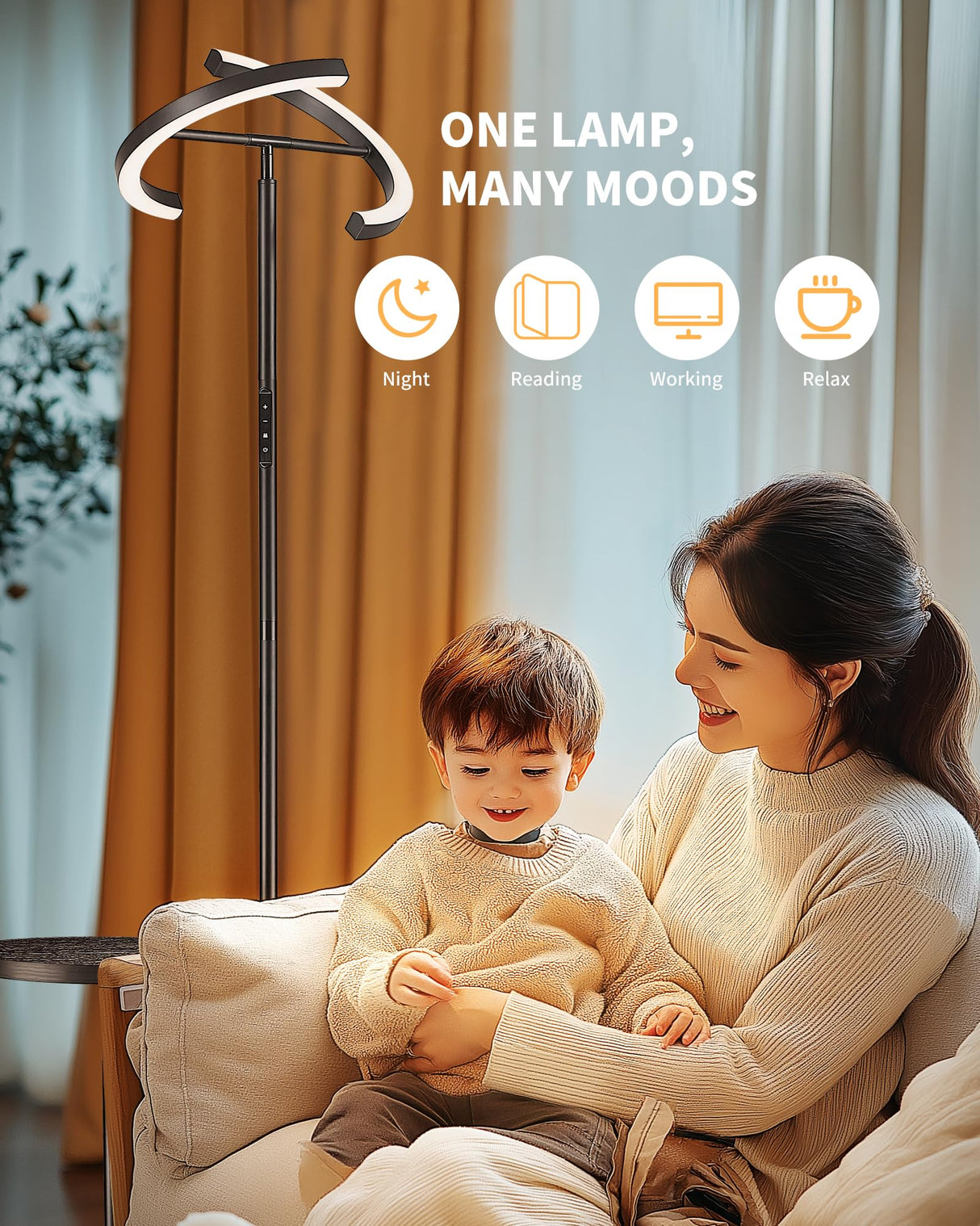LuminexDesigns Lámpara de Pie con Mesa – Lámpara LED Regulable 36W con Mando a Distancia y Control Táctil, Cabezal Giratorio 360°, 2700K–6500K, Moderna para Salón, Oficina, Dormitorio – Negro
