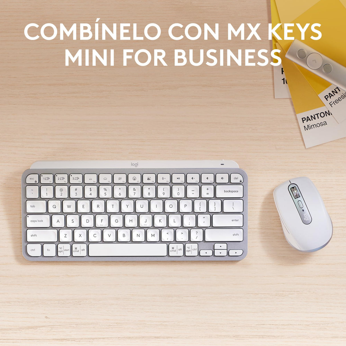 Logitech MX Anywhere 3S for Business, ratón inalámbrico, Compacto, 8000 dpi, Desplazamiento MagSpeed, Clic Discreto, Bluetooth, conexión Logi Bolt Segura, para Windows/Mac/Chrome/Linux - Gris Claro