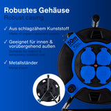 REV 0010118812 base múltiple 50 m 4 salidas AC Exterior Negro, Azul - Bases múltiples (50 m, 4 salidas AC, Exterior, 1,5 mm², Negro, Azul, 230 V)
