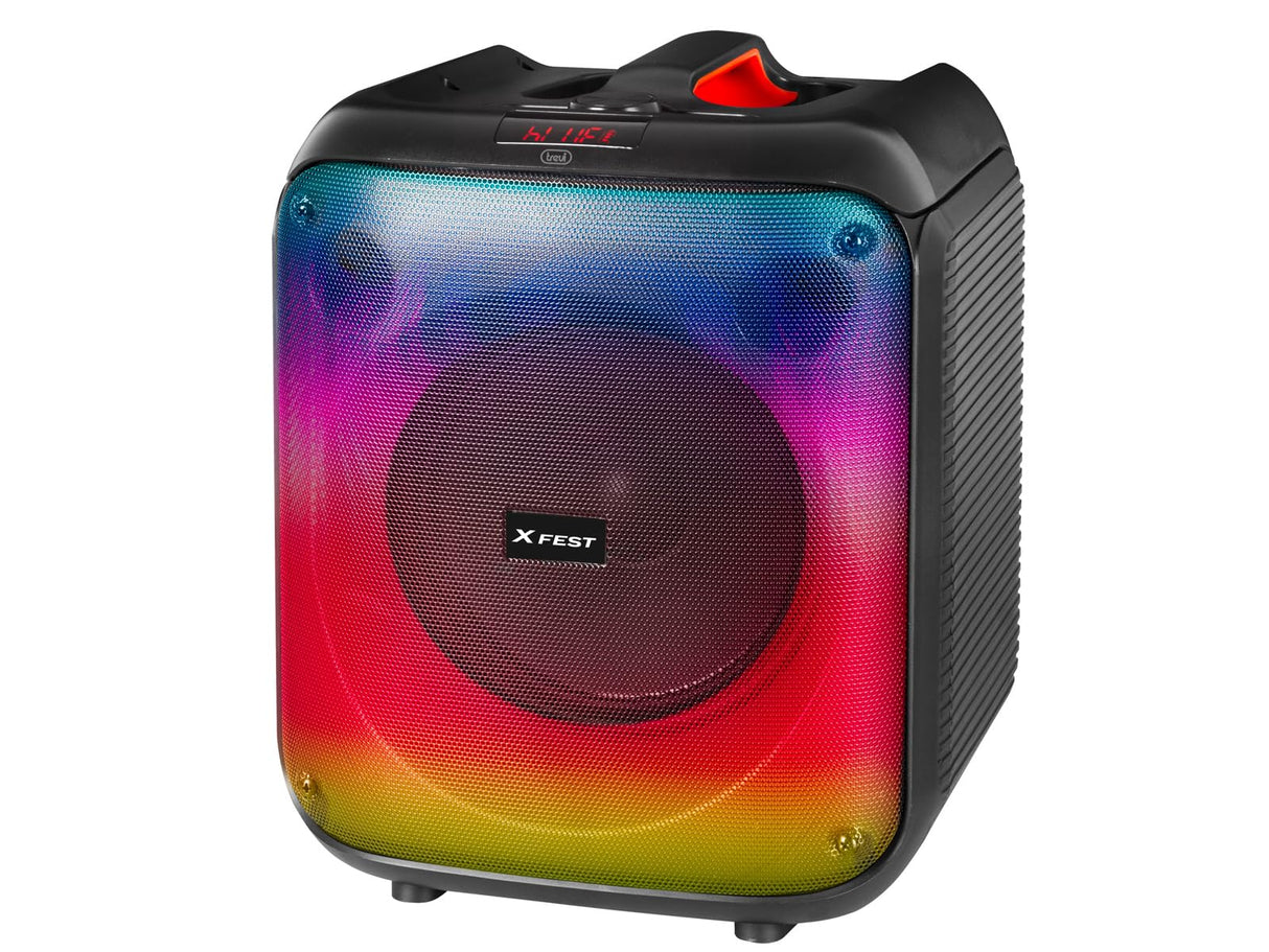 Trevi XFest XF 470 KB - Altavoz Amplificador portátil Fire Flame 60 W, Conector USB, Micro SD, AUX-IN, batería integrada, Karaoke Party Altavoz con micrófono dinámico Incluido