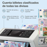 Safescan 2210 Contadora de Billetes para Billetes Clasificados, Contadora detectora de Billetes Falsos en 2 Puntos, Máquina para Contar Billetes Clasificados de Todas Las divisas
