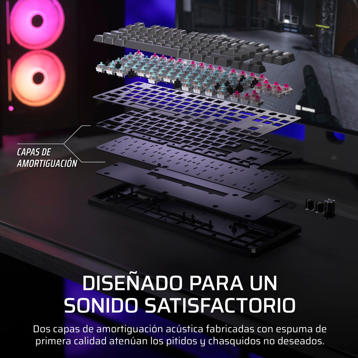 CORSAIR K70 PRO TKL RGB Teclado para Juegos con Cable Magnético-Mecánico – Interruptores Ajustables MGX Hyperdrive Pre-Lubricados, SOCD y Disparo Rápido Simultáneos, 8.000 Hz, QWERTY – Negro