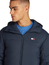 Tommy Jeans Cazadora Hombre Poly Jacket impermeable, Azul (Dark Night Navy), L
