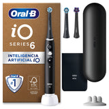 Oral-B iO 6 Cepillo De Dientes Eléctrico Negro con Mango Recargable, 3 Cabezales, 1 Estuche De Viaje, 5 Modos De Cepillado Incluso Blanqueamiento Dental, Sensor De Presión, Diseñado Por Braun