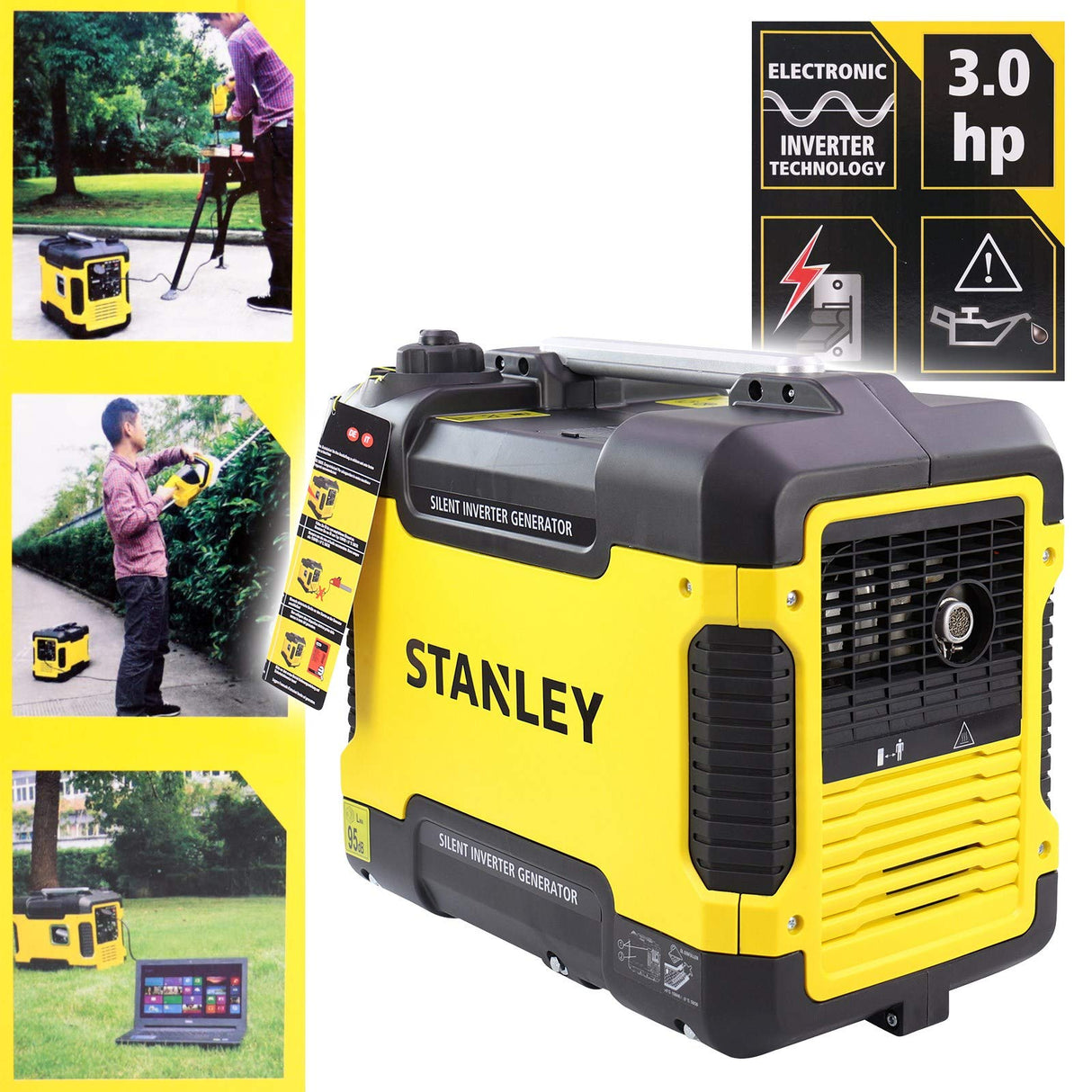Stanley 604800110 - Generador de corriente de emergencia (gasolina, silencioso, 1.900 W)