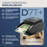 Detectalia D7T+ Detector de Billetes Falsos con 100% detección para 3 divisas EUR, GBP, USD con 5 Sistemas de deteccion y Pantalla TFT