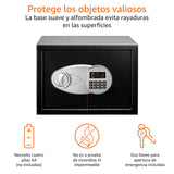 Amazon Basics Caja Fuerte de Seguridad de Acero con Cerradura con Teclado, Protege Dinero, Joyas, Documentos de identificación, 14 l, 35 cm x 25 cm x 25 cm, Color Negro