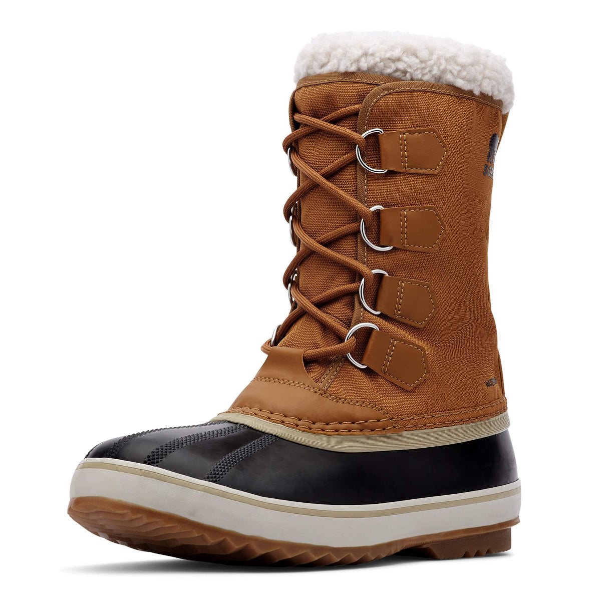 Sorel 1964 Pac Nylon WP, Botas para nieve impermeables, Hombre, Camel Brown Black Collection 2023 2024, 42.5 EU