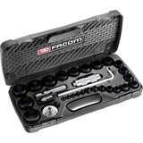 FACOM Juego de troqueladoras para juntas de 26 piezas, Fabricación de juntas circulares, composición para cortar juntas de hasta 50 mm, troqueladora y brújula, varias dimensiones, 245.J2A