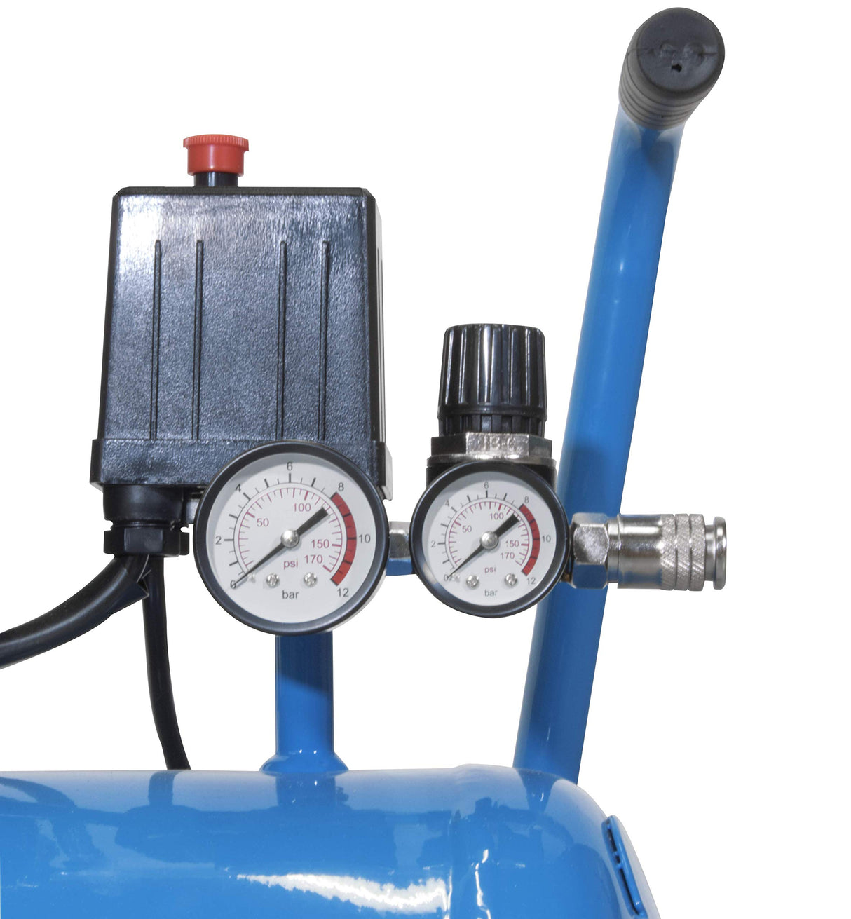 Güde Compresor Airpower 150/8/24 Silent (libre de aceite, silencioso, máx. 8 bar, 1100 W, caldera de 24 l, eff. Cantidad de suministro: 130 l/min, reductor de presión, 2 manómetros, válvula de