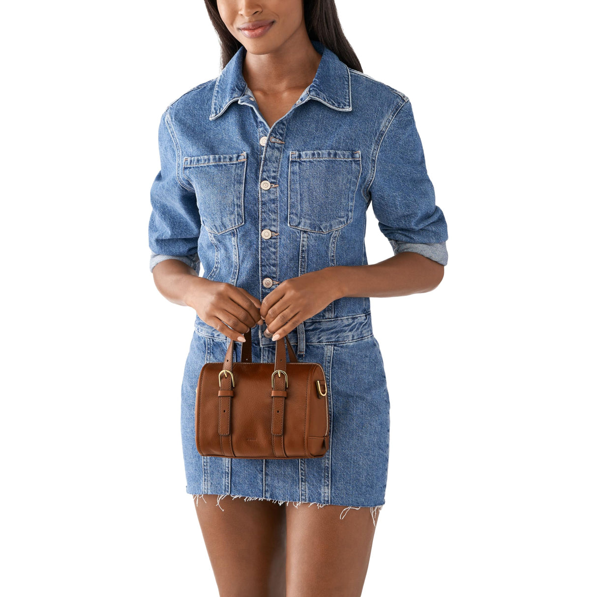 Fossil Carlie, Satchel para Mujer, marrón, 19 cm L x 12.1 cm W x 17.1 cm H