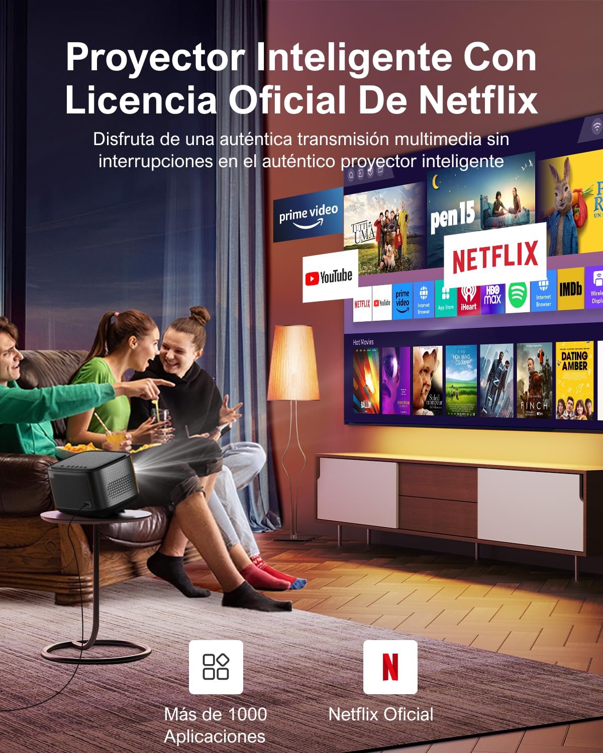ULTIMEA Proyector Dolby Audio 4K para Cine en Casa, Proyector Certificado por Netflix, 700 Lúmenes ANSI, WiFi, Bluetooth, Ajuste de Pantalla y Evitación de Obstáculos, Apollo P50