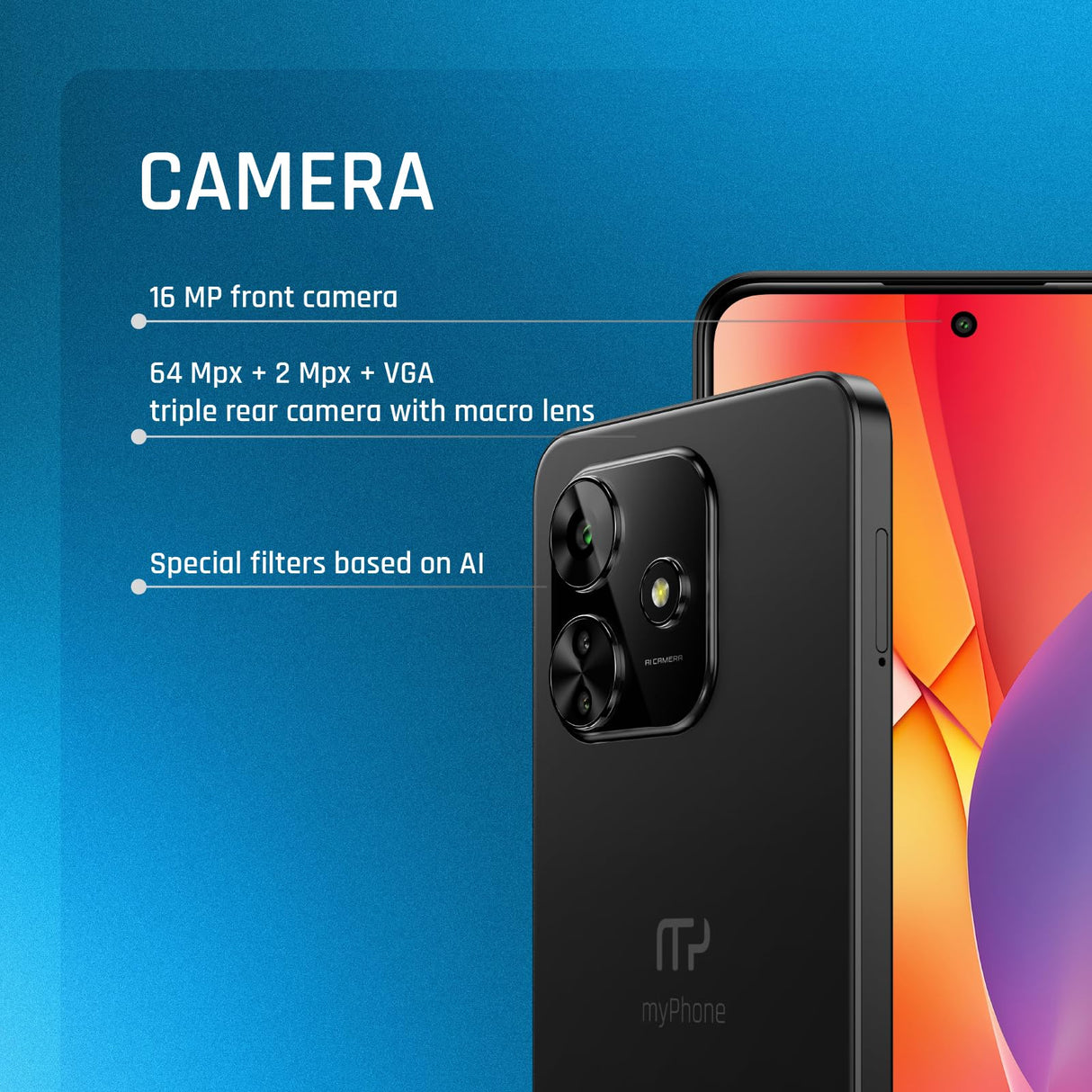 Smartphone myPhone N23 Plus, AMOLED-Display, schnelles 120Hz-Refresh-Rate, 4G LTE, 6,7 Zoll, 8GB RAM, Android 14, Dreifachkamera 64mpx, 256GB Speicher, erweiterbar auf bis zu 1TB! 5000mAh + Hülle