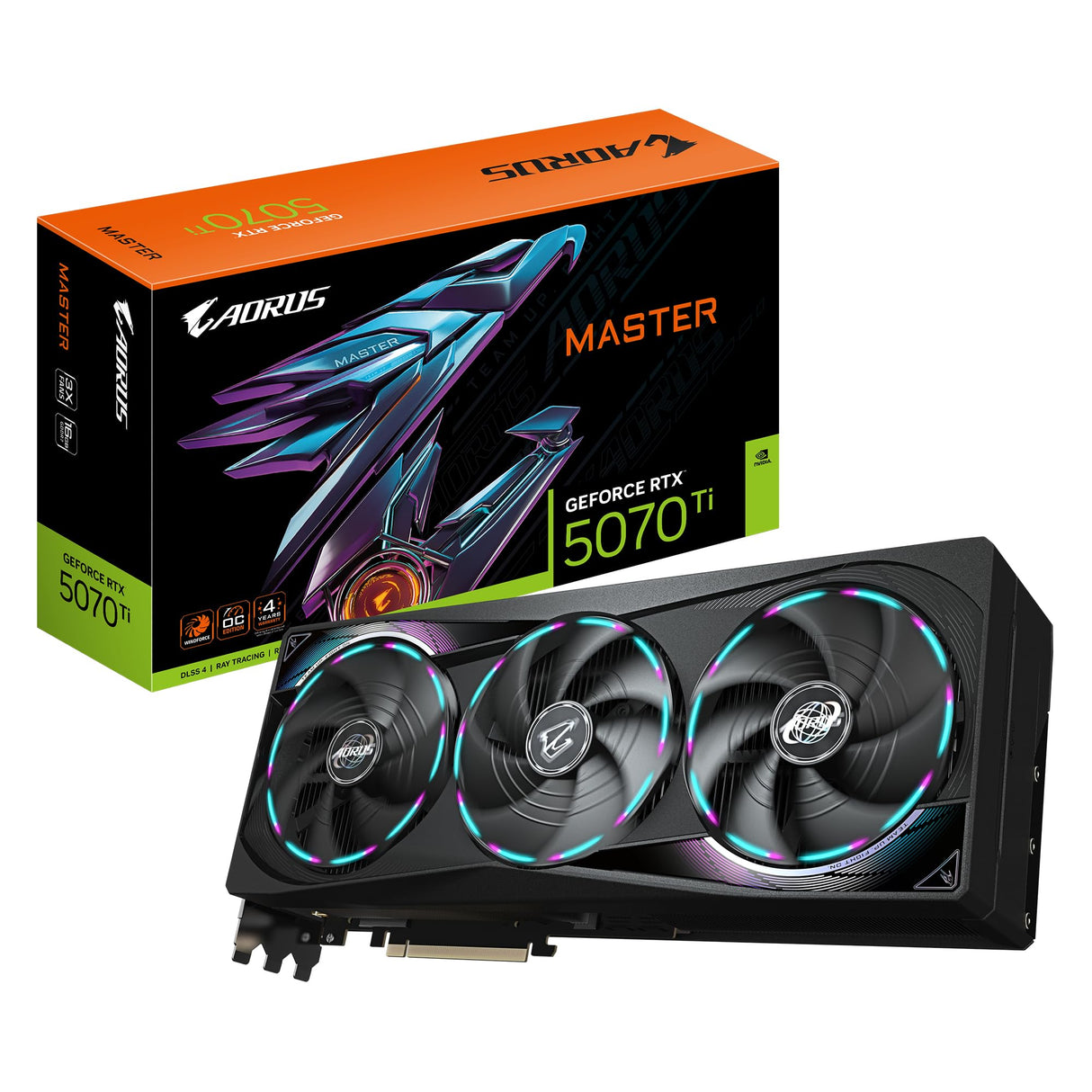 Gigabyte AORUS GeForce RTX 5070 Ti Master 16G Tarjeta Gráfica - 16GB GDDR7, 256 bits, PCI-E 5.0, 2670 MHz Core Clock, 3 x DP 2.1a, 1 x HDMI 2.1b, NVIDIA DLSS 4, GV-N507TAORUS M-16GD