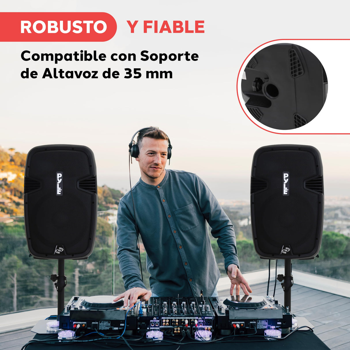Pyle Altavoces, Bocinas, Portatil, Inalambrico, DJ Activos, Pasivos, 1800V, Bluetooth, Microfono, Control Remoto