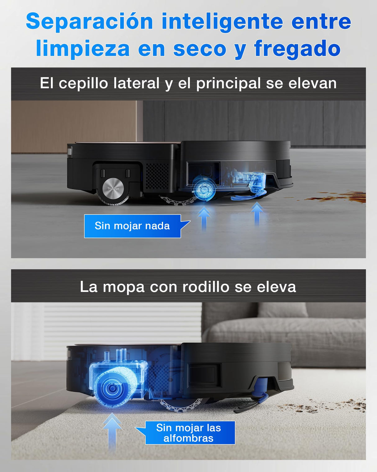 ECOVACS X11 OMNI CYCLONE Robot Aspirador y Friegasuelos, BLAST+19,500 Pa, Potencia ultrarrápida, OZMO ROLLER 2.0, Altura Máxima de Ascenso de 4cm, Rodillo Extendido, Vaciado Automático PureCyclone 2.0