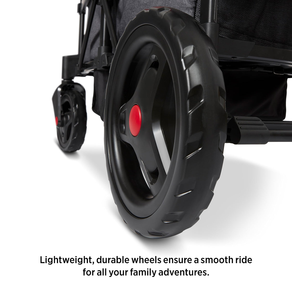 Radio Flyer Voya Stroller Wagon, Cochecito Doble, 2 Asientos Altos Cara a Cara, toldo Ajustable con protección UV, Bandeja para Aperitivos, Gris