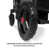Radio Flyer Voya Stroller Wagon, Cochecito Doble, 2 Asientos Altos Cara a Cara, toldo Ajustable con protección UV, Bandeja para Aperitivos, Gris