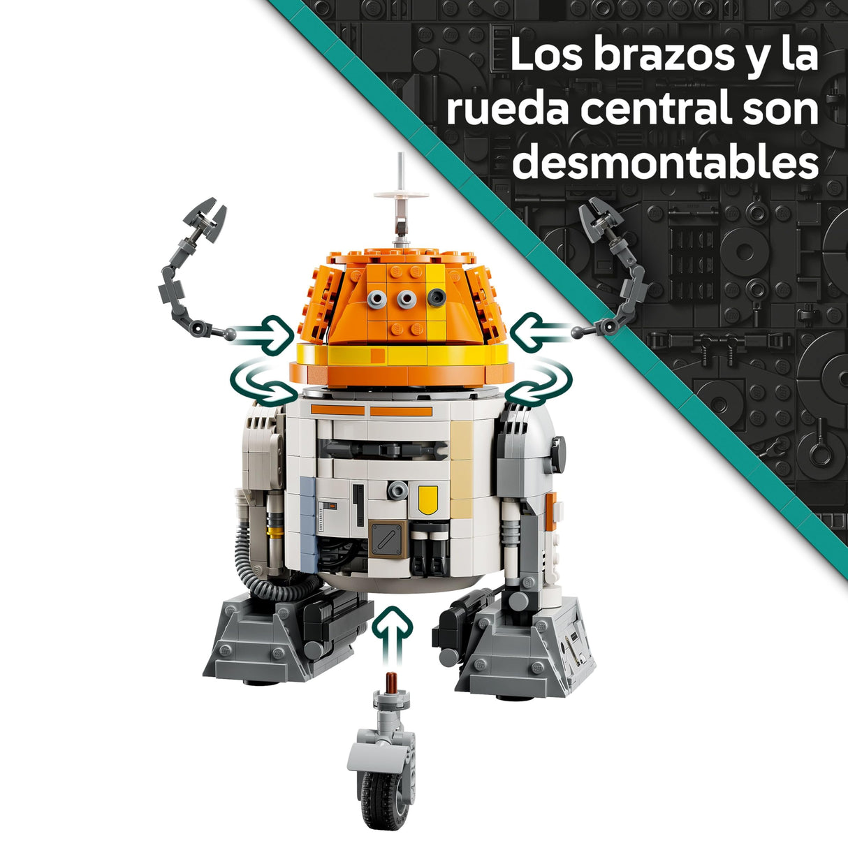 LEGO Star Wars 75416 Droide Astromecánico Chopper (C1-10P) - Juguete de Ahsoka - Figura Articulada - Cabeza Móvil Activada por Palanca y Extremidades Ajustables - Regalo para Niños y Niñas de 10+ Años