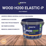 BOSTIK WOOD H200 ELASTIC-P Beige, Adhesivo Híbrido Universal Elástico para Madera, Agarre de Alta Succión, sin Imprimación Previa, Aplicable en Suelos Radiantes, Interior, Bote 21 kg (3 uds de 7 kg)