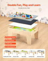 VEVOR Mesa de Juego de Actividades Multiusos con 290 Bloques de Construcción y 30 Accesorios 810x536x395 mm Mesa de Actividades de Madera con Espacio de Almacenamiento para Facilitar Organización