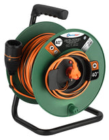 Electraline 49248 Alargador con Enrollacables 40 m, Sistema Antidesconexión Electralock, 2 x 1,5 mm², Negro y Naranja