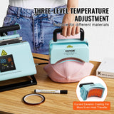 VEVOR 2 en 1 Máquina de Prensado Térmico para Vasos y Gorras Mini Prensa Térmica para Sombreros Prensa Térmica para Vasos y Tazas de Sublimación de 11-30 oz, Control de Temperatura y Tiempo, Verde