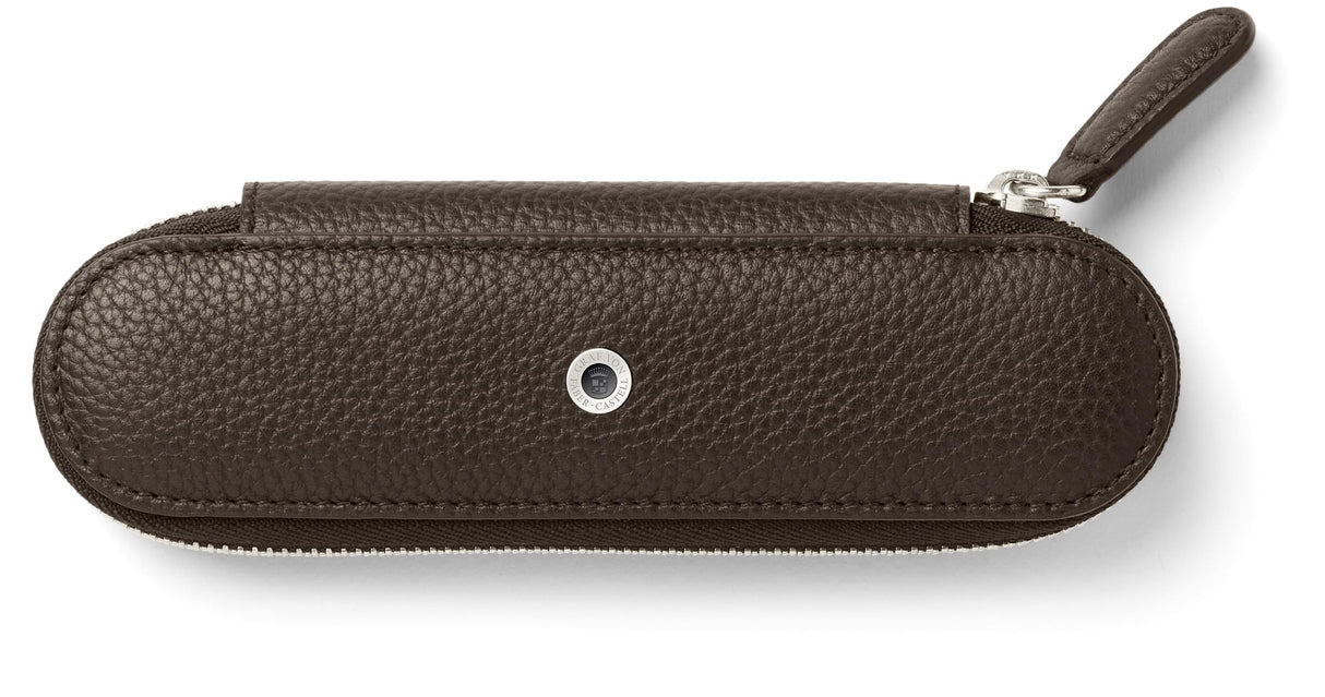 Graf von Faber-Castell 118742 - Estuche para 2 instrumentos de escritura, cachemira, marrón oscuro, estuche con cremallera