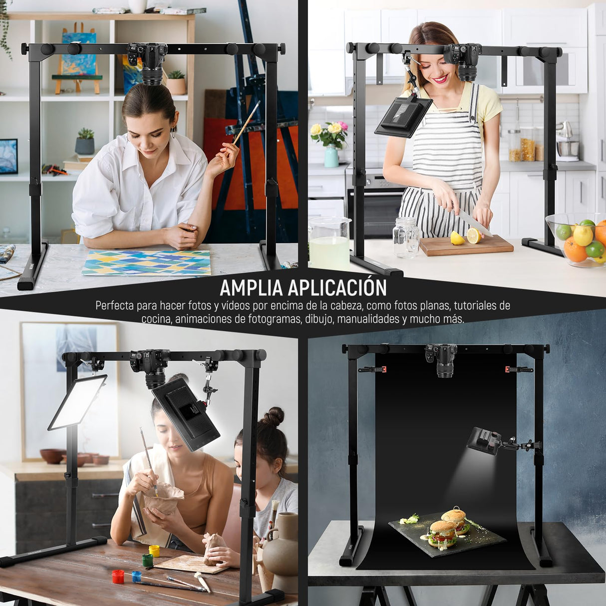 NEEWER ST200 - Soporte para cámara de Fotos de Arriba a Abajo con Placa de liberación rápida Arca Tipo QR de 1 Segundo, Robusto Soporte de Mesa para Varios Dispositivos para cocinar, Ancho de