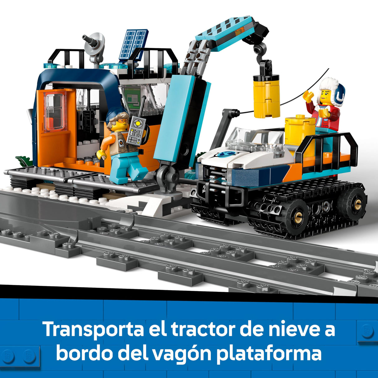LEGO City Tren Expreso Polar Ártico de los Exploradores - Tren de Juguete Teledirigido - Quitanieves, 22 Tramos de Vías, 6 Minifiguras y Caída de Rocas - Regalo para Niños y Niñas de 7+ Años 60470