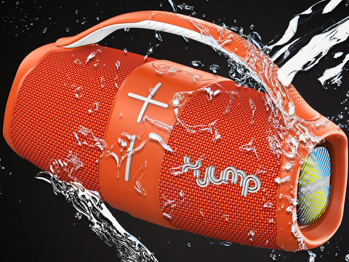 X JUMP XJ 120 Altavoz Inalámbrico Portátil Amplificado 40W, Alto Rendimiento, Función TWS, USB, AUX-IN, Micrófono Incorporado, Altavoz Inalámbrico Resistente al Agua IPX5, Naranja