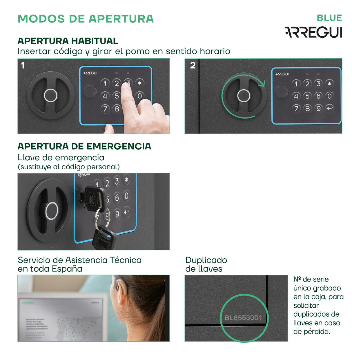 ARREGUI Blue 650160 Caja Fuerte de Acero con Cerradura Electrónica | 38x35x36 cm | 42 L | Caja de Seguridad para Casa y Hogar | Teclado con Códigos Programables | con Llave de Emergencia | grafito