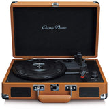 Classic Phono TT-10BN - tocadiscos de maleta con altavoces - función de apagado automático - 3 velocidades - transmisión por correa - AUX - salida de línea - marrón