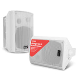 Pyle Sistema de par de Altavoces, Activo, Pasivo, Resistentes a la Intemperie, Inalambricos, Sonido Estereo, Interiores, Exteriores, AUX, Bluetooth, Blanco