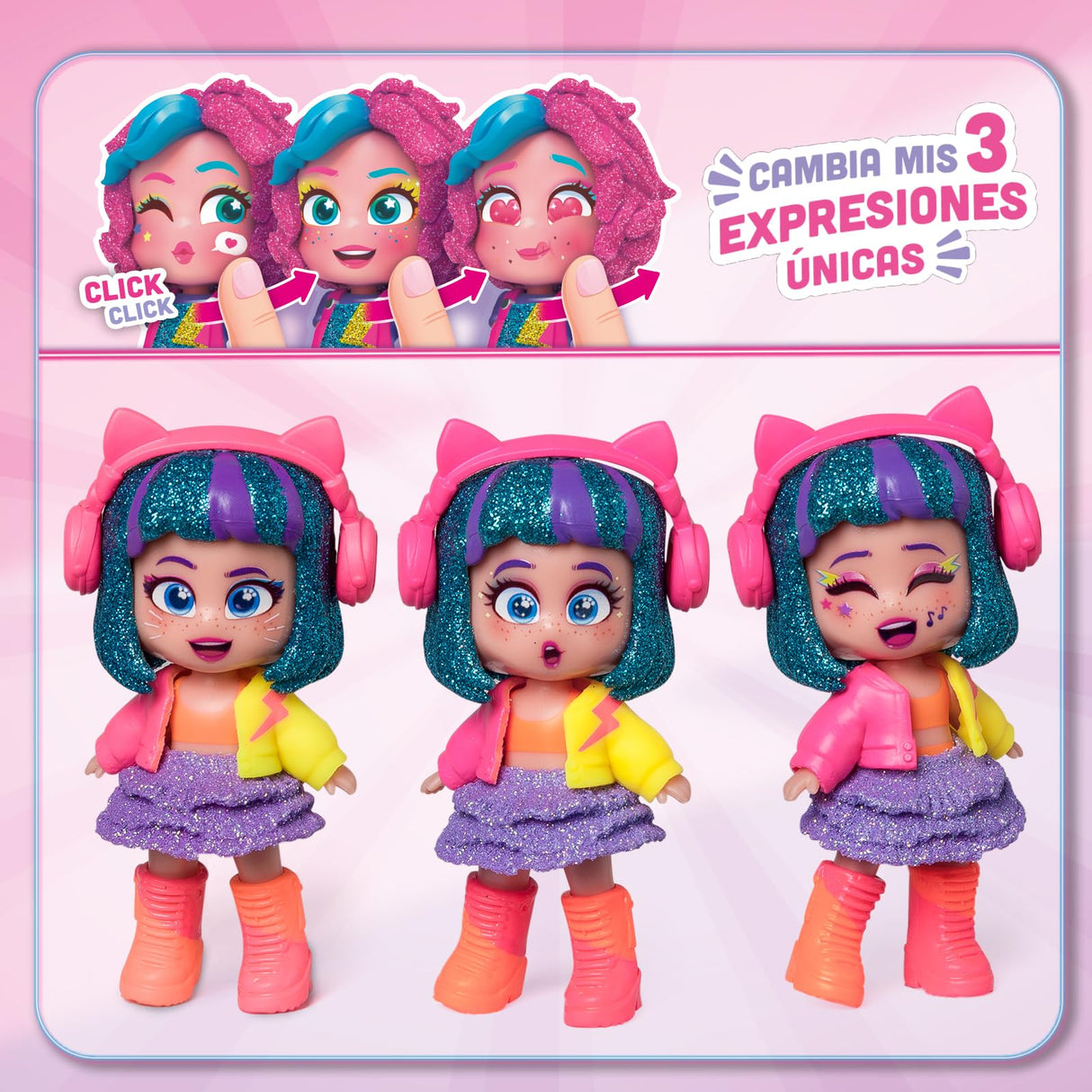 KOOKYLOOS Serie Glitter Glam – Colección completa de 12 KookyLoos. Muñeca sorpresa coleccionable con accesorios de moda, ropa, zapatos y juguetes con 3 expresiones divertidas. 12 muñecas incluídas