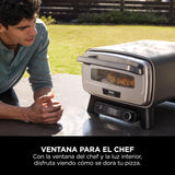 Ninja Artisan Horno air fry y pizza de exterior, 4 funciones: Pizza, Freír con aire, Hornear, Fermentar, 5 ajustes de pizza, Piedra de 30 cm, Pala, Bandeja, Cesta para freír con aire, Gris MO201EU